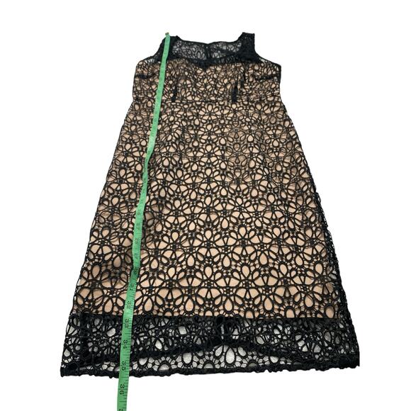 ANN TAYLOR Black Lace Crochet Cocktail Dress with Beige Underlay Size 0 Petite - Picture 8 of 8